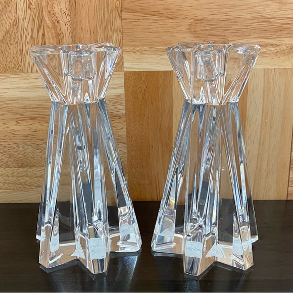 Pair of LENOX Ovations Lighting Starfire 6” Crystal Glass Candle Stick Holders - Picture 4 of 16